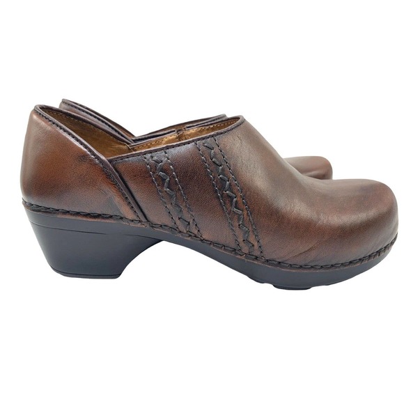 Dansko Clogs Mules Brown Leather Stitching Slip On Women Size 37 US 6.5/7 M - Picture 4 of 10